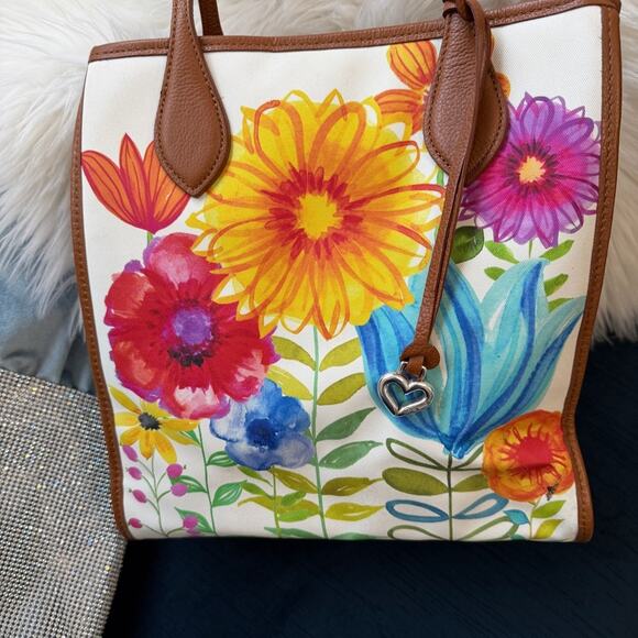 BRIGHTON Large Purse/Tote bag Floral Violet Suncatcher w/ keychain - Picture 3 of 11